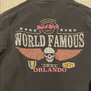 Hard Rock Cafe Black Sweatshirt with Orange and Gray Accents